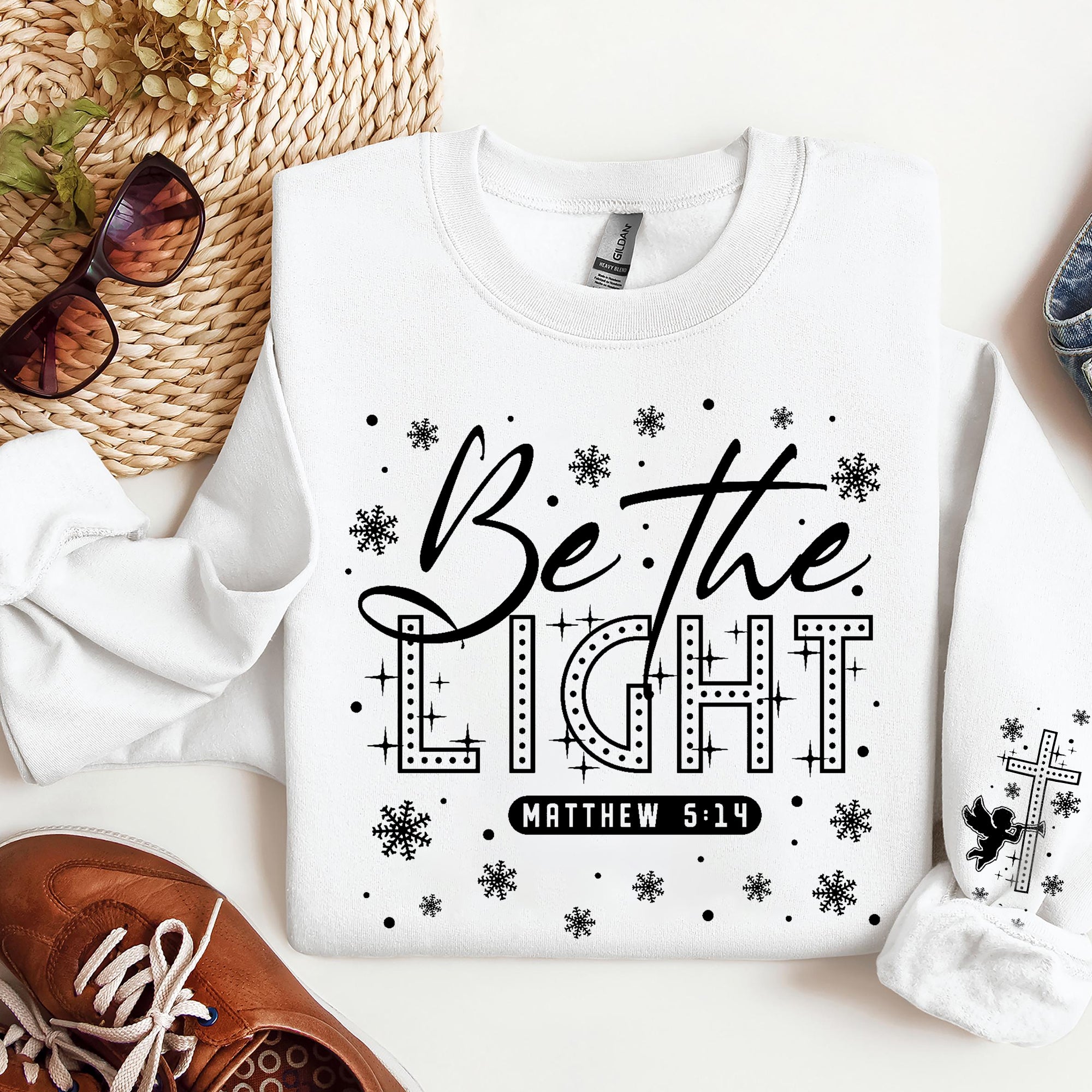 Be The Light Sweatshirt, Nativity Scene Sweatshirt, Coquette Jesus Christmas Sweatshirt. ILAF13